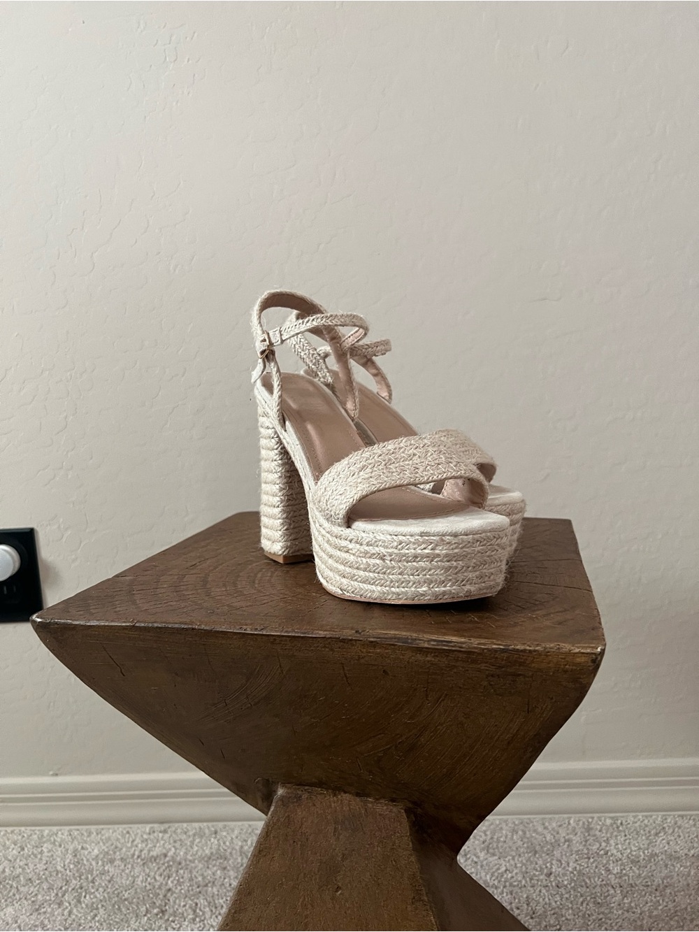 Lulu's Cream Braided Platform Espadrille Heels